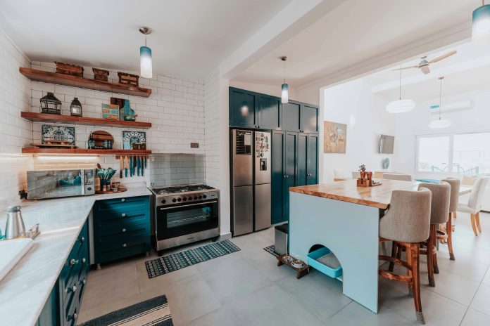 navy blue cabinets
